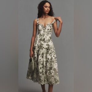 Anthropologie Black and White Floral Midi Dress